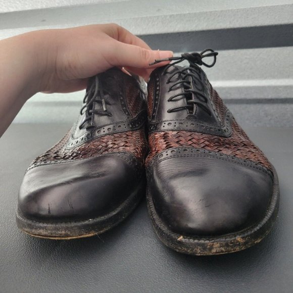 Cole Haan Bragano Woven Loafers Blk Brown Mens Sz 9D - Picture 2 of 6